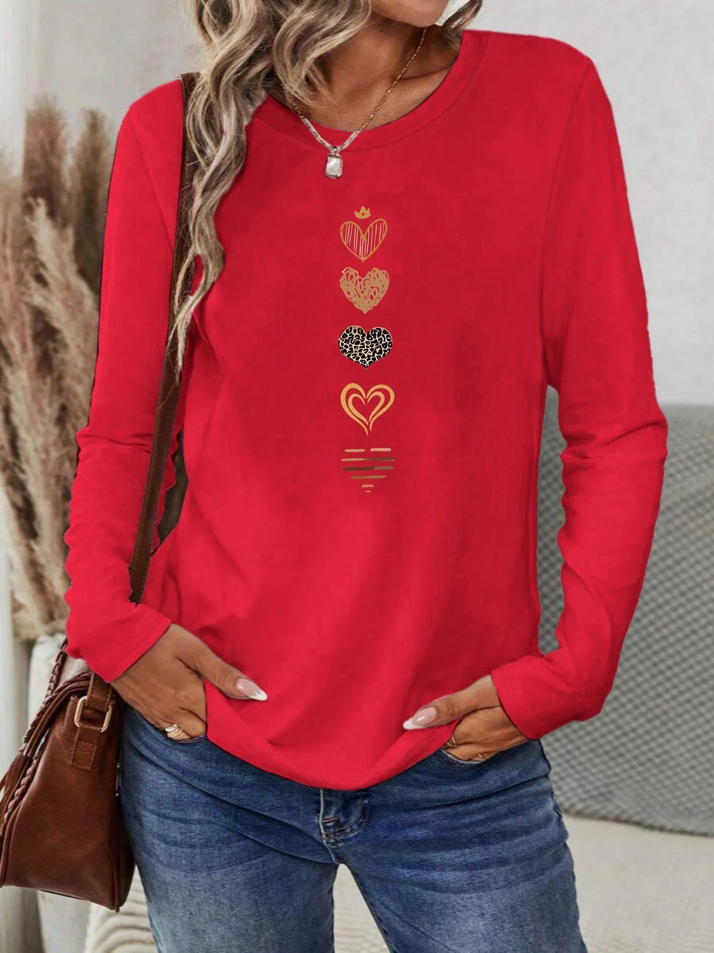 Women’s Cotton Printed Long‑Sleeve Top