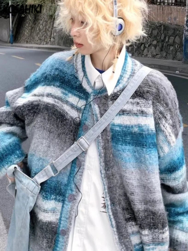 Y2K Striped Knit Cardigan