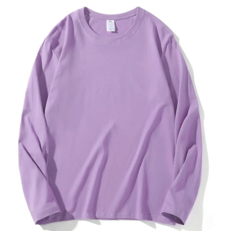 Women Leisure Cotton Long‑Sleeve Round‑Neck Top