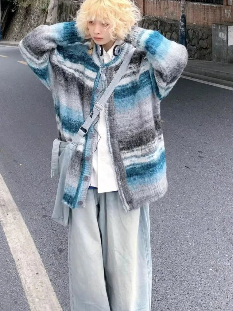 Y2K Striped Knit Cardigan