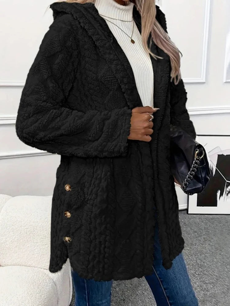 Women’s Thick Plush Hooded Cardigan