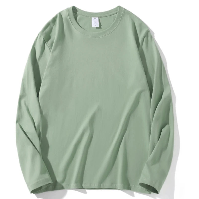 Women Leisure Cotton Long‑Sleeve Round‑Neck Top