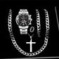 The DEYROS 5PCS Set: Fashion Men's Calendar Quartz Watch, Necklace, and Bracelet