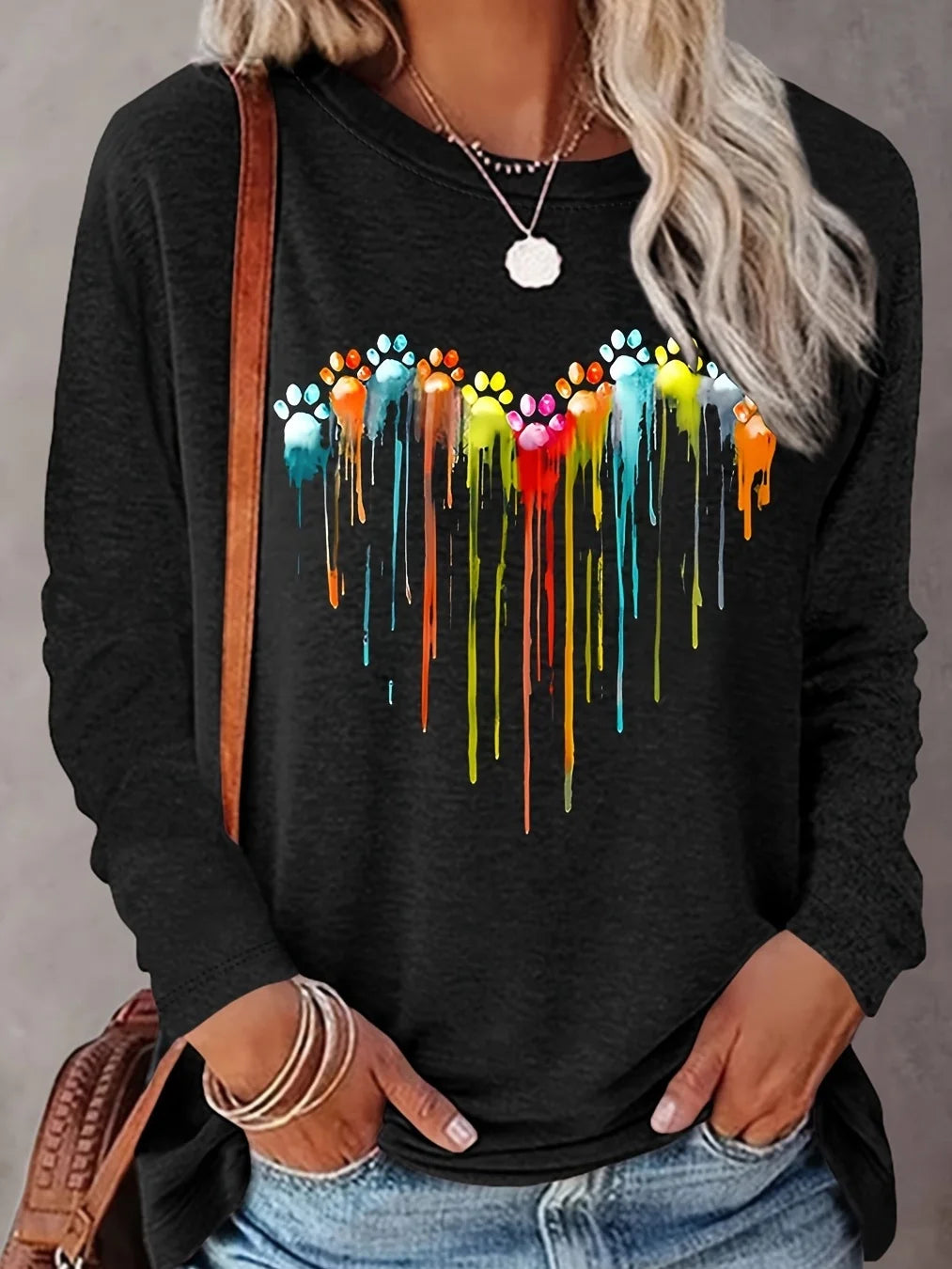 Women’s Cotton Printed Long‑Sleeve Top