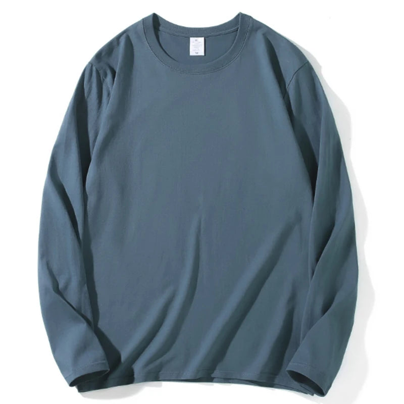 Women Leisure Cotton Long‑Sleeve Round‑Neck Top