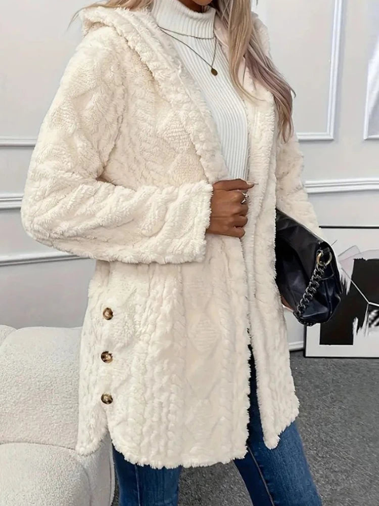 Women’s Thick Plush Hooded Cardigan