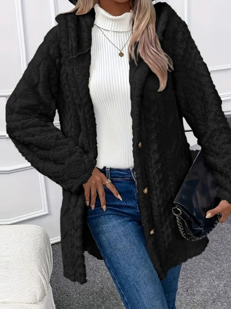 Women’s Thick Plush Hooded Cardigan