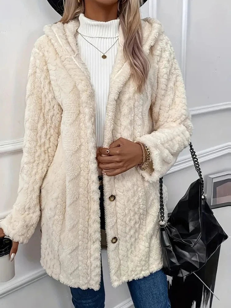 Women’s Thick Plush Hooded Cardigan
