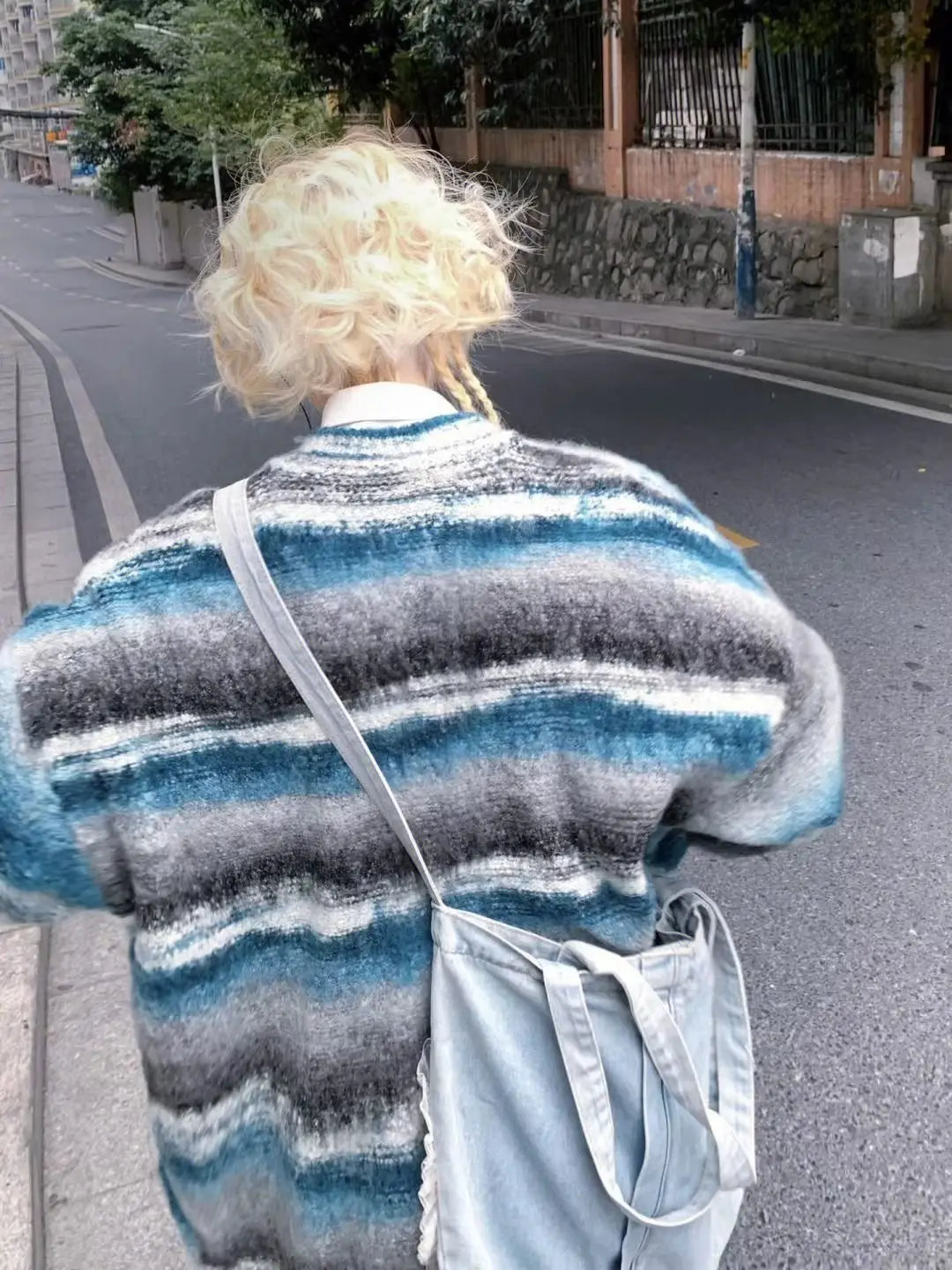 Y2K Striped Knit Cardigan