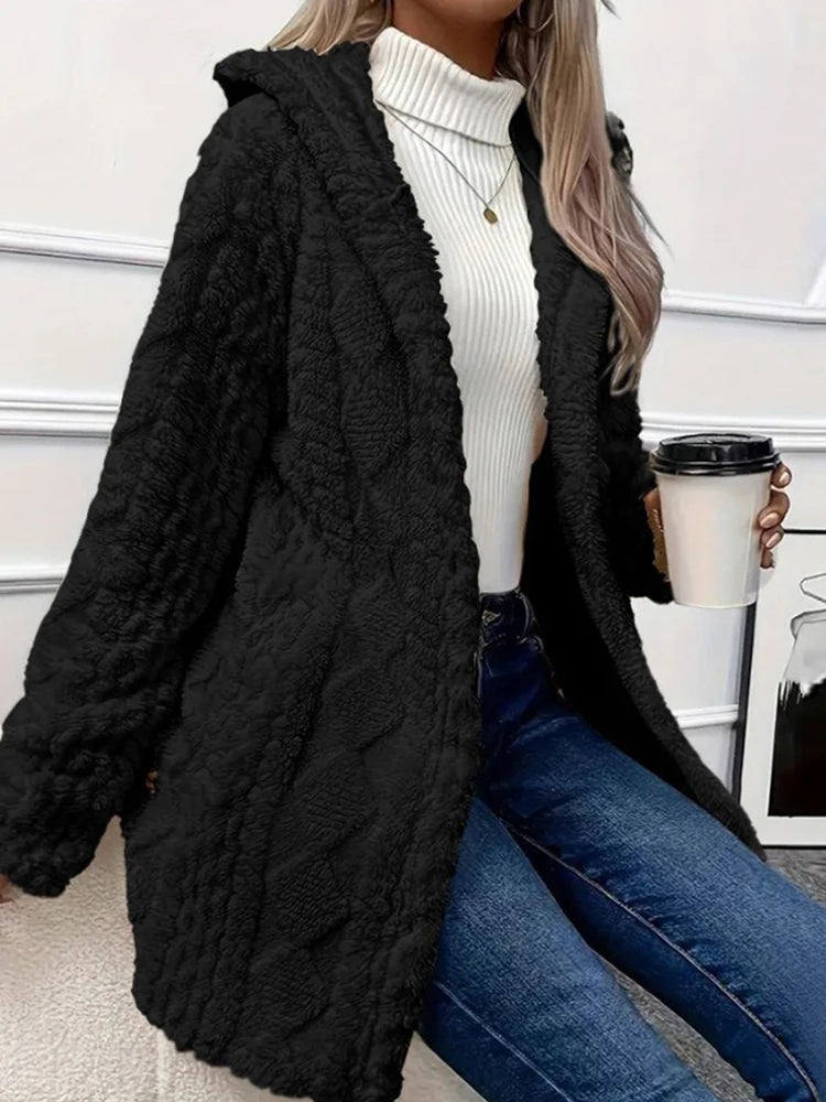 Women’s Thick Plush Hooded Cardigan