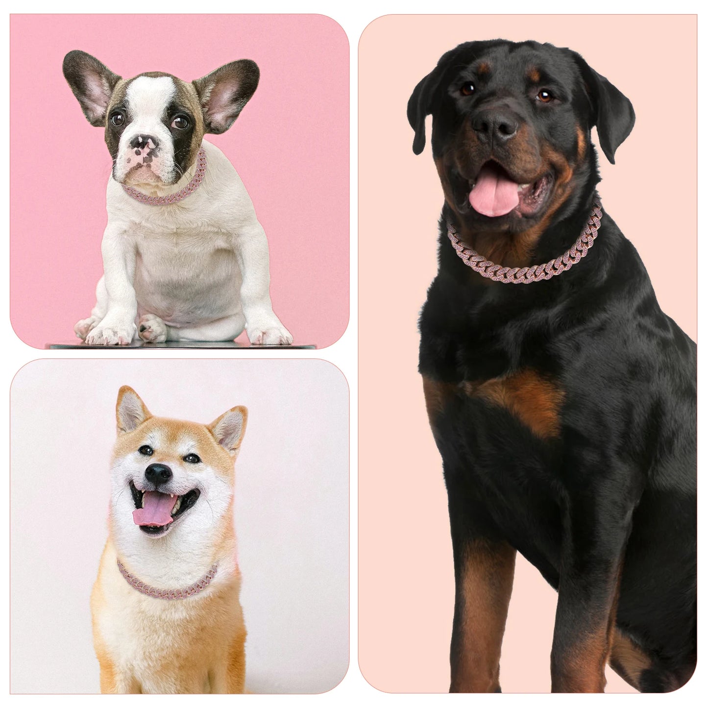 Dog Chain Collar Diamond Cuban Link Necklace Metal Cat Chain Pet Crystal Collar Jewelry Accessories for Dogs Cats