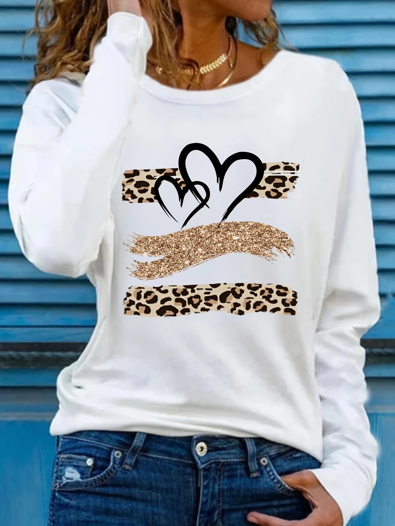 Women’s Cotton Printed Long‑Sleeve Top
