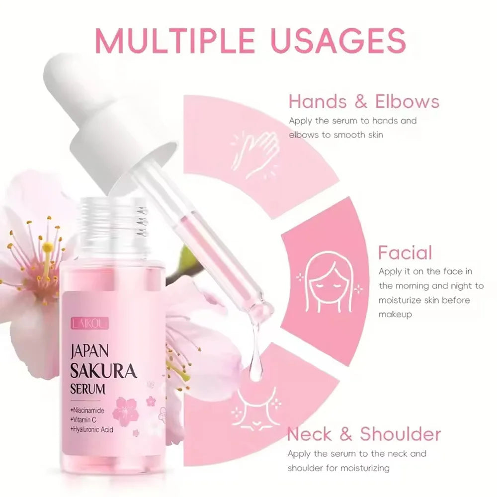 3pcs/set Sakura Skin Care Sets Face Cream Serum Eye Cream Face Beauty Products for Women Daily Moisturizing Skin Care Products