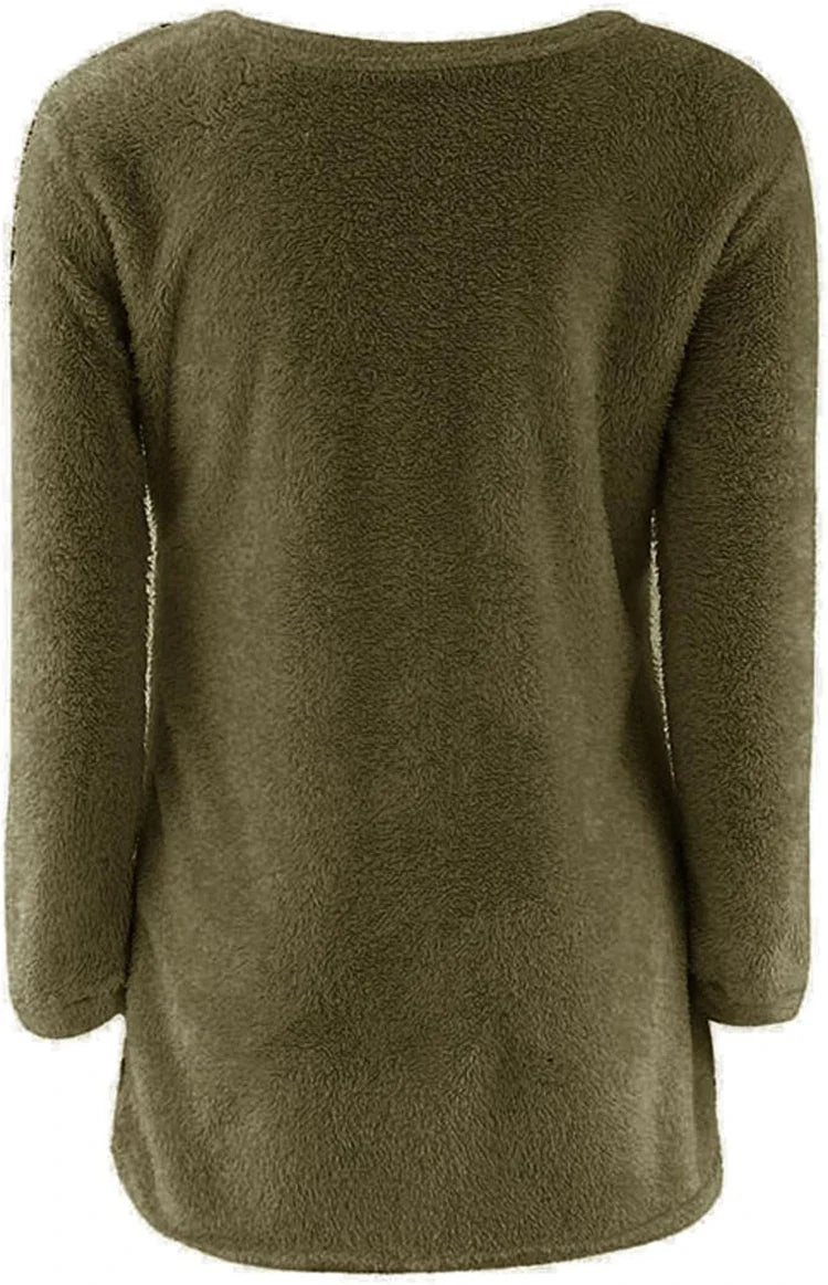 Women Warm Solid‑Color O‑Neck Loose Knit Sweater