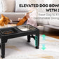 2-in-1 Elevated Slow Feeder Dog Bowls, Non-Slip Stainless Steel/Plastic/ Pet Food & Water Bowls with Foldable Stand