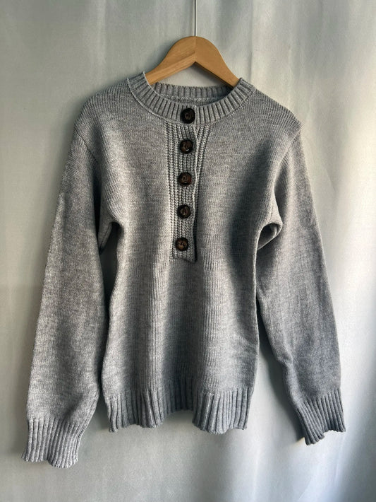 Y2K Gray V‑Neck Sweater