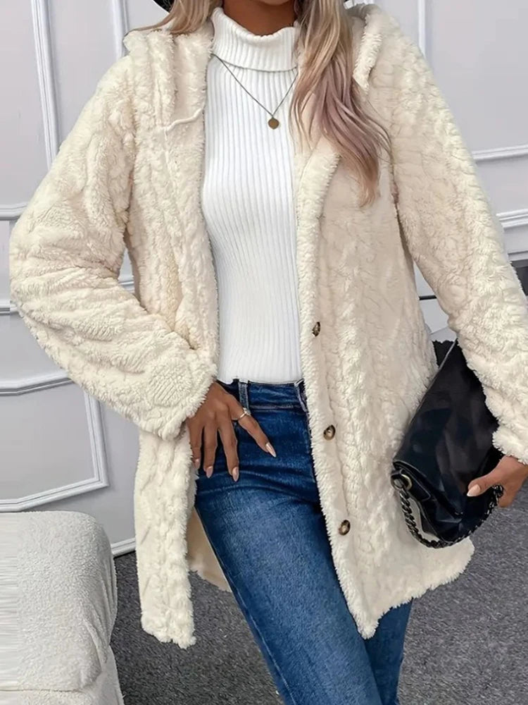 Women’s Thick Plush Hooded Cardigan