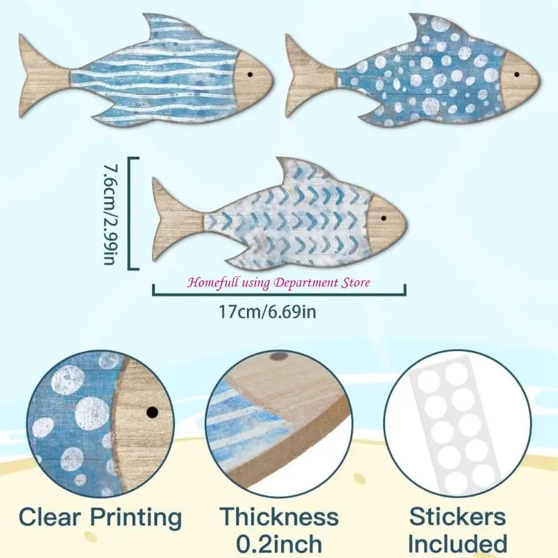 Coastal Wooden Fish Wall Decors Set