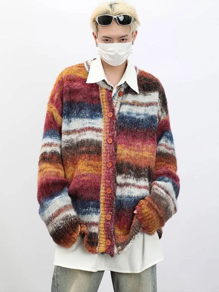 Y2K Striped Knit Cardigan