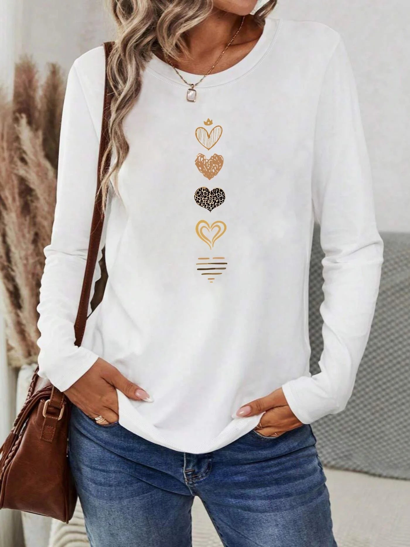 Women’s Cotton Printed Long‑Sleeve Top