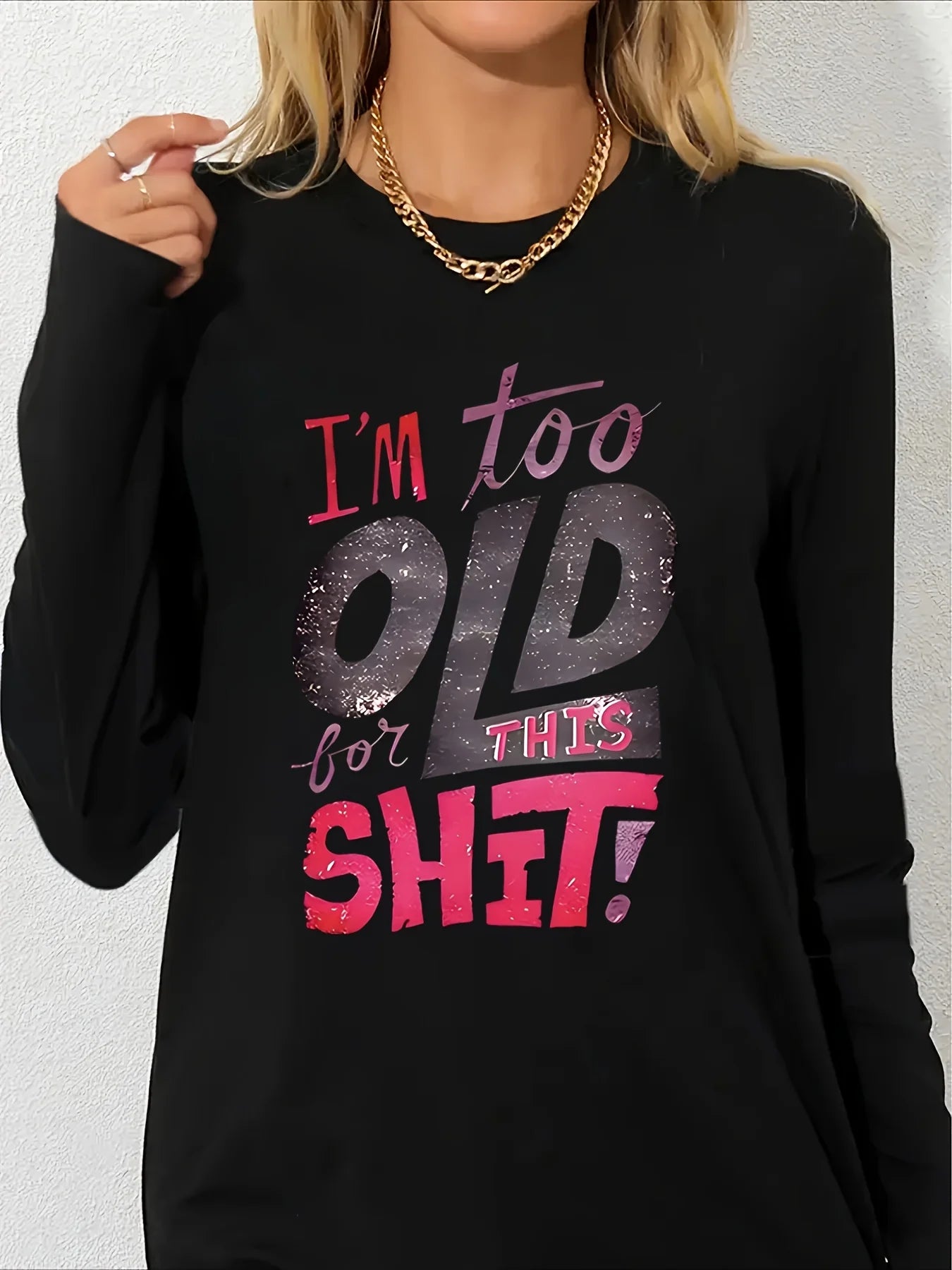 Women’s Cotton Printed Long‑Sleeve Top