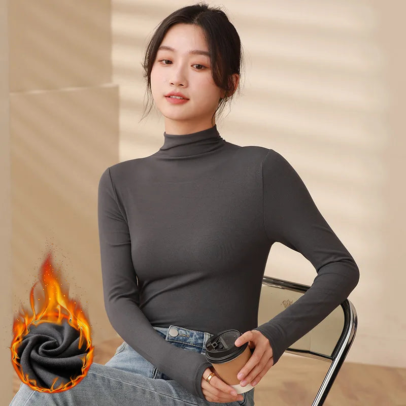 Women Half‑Turtleneck Modal Bottoming Shirt