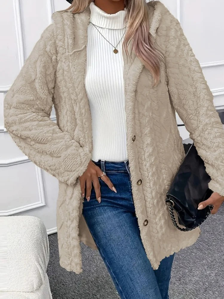 Women’s Thick Plush Hooded Cardigan