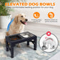 2-in-1 Elevated Slow Feeder Dog Bowls, Non-Slip Stainless Steel/Plastic/ Pet Food & Water Bowls with Foldable Stand