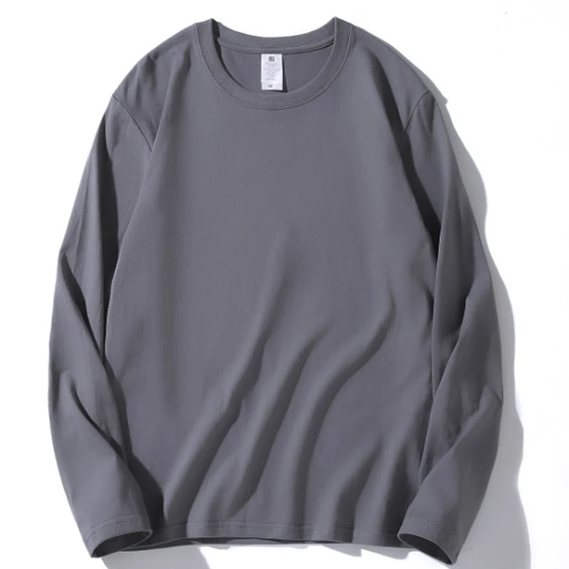 Women Leisure Cotton Long‑Sleeve Round‑Neck Top