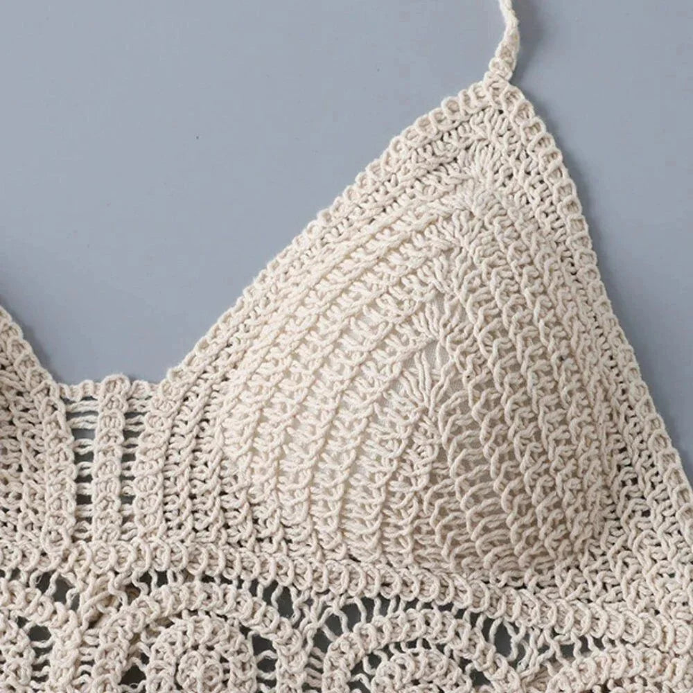 Boho Fringe Halter Crop Top