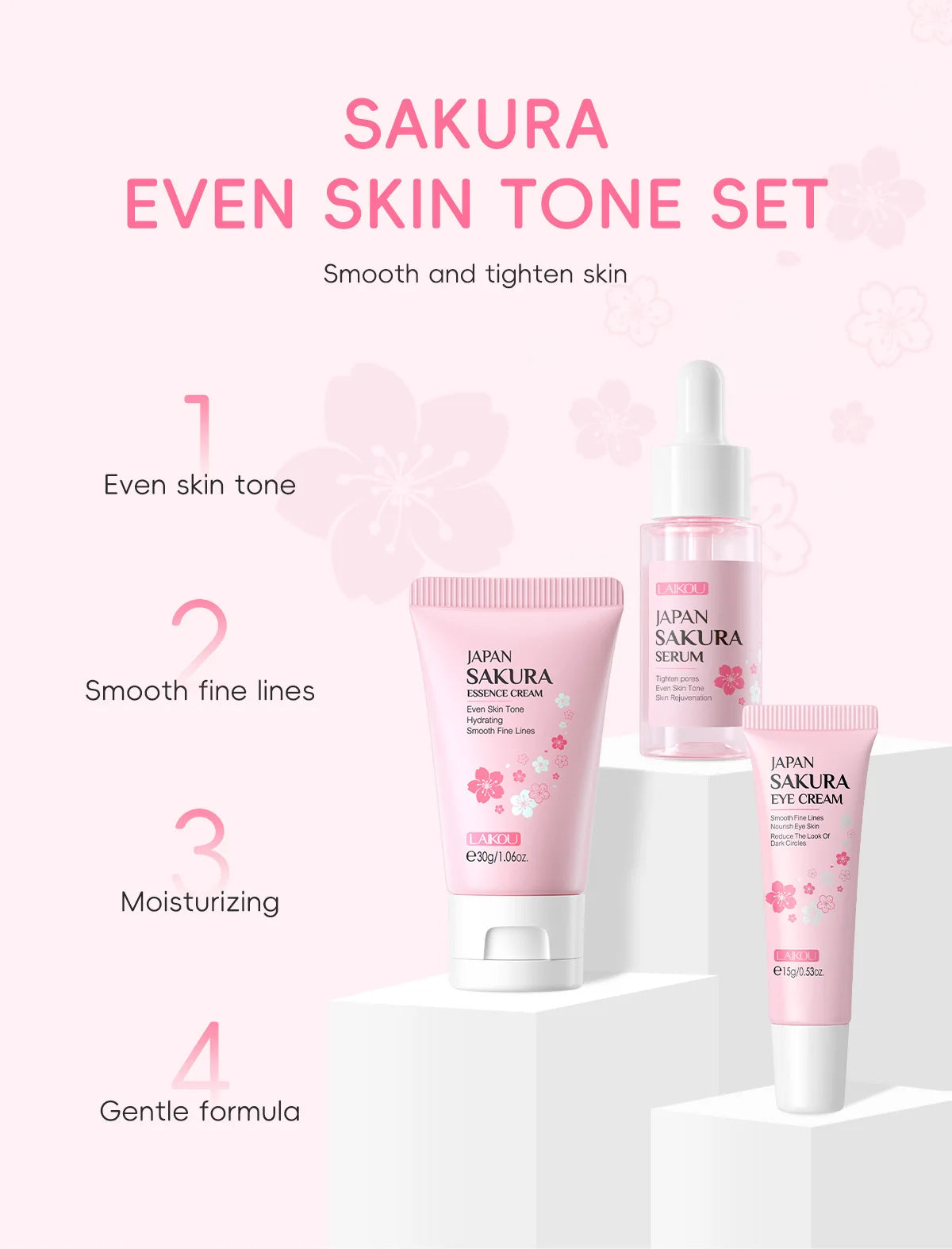 3pcs/set Sakura Skin Care Sets Face Cream Serum Eye Cream Face Beauty Products for Women Daily Moisturizing Skin Care Products