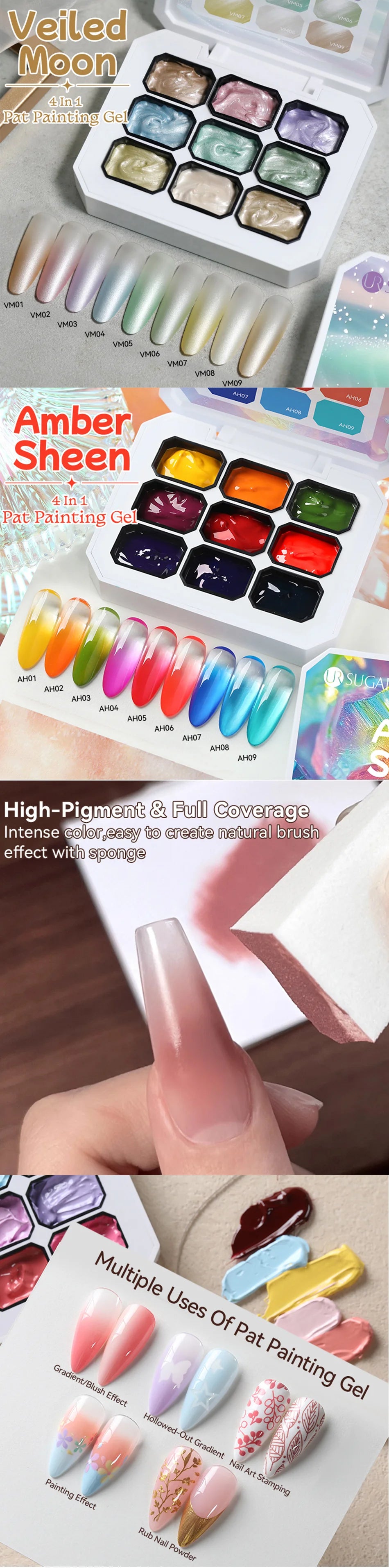 UR SUGAR 9-Color Pat Painting Gel Palette