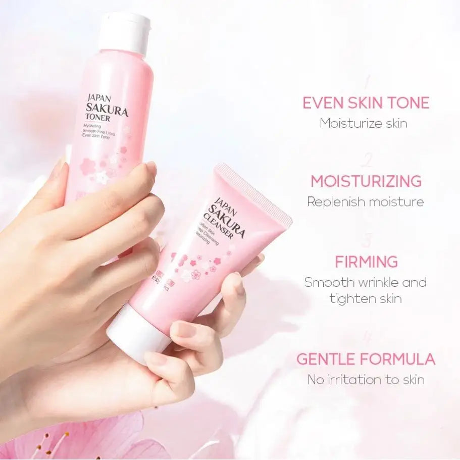 Sakura Skincare Set, 29pcs/set Deep Cleansing & Moisturizing Skin Care Kit, Facial Skin Care Product for Women & Girls