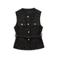 Urban Chic Tweed Waistcoat – Belted Sleeveless Vest