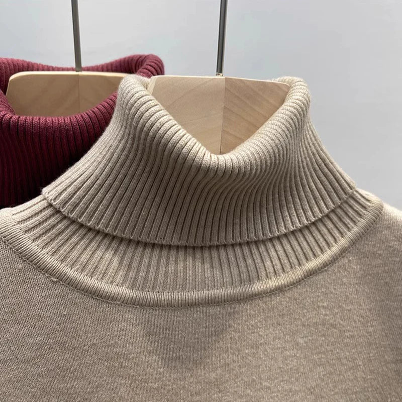 Women’s Velvet‑Lined Thick Turtleneck Sweater