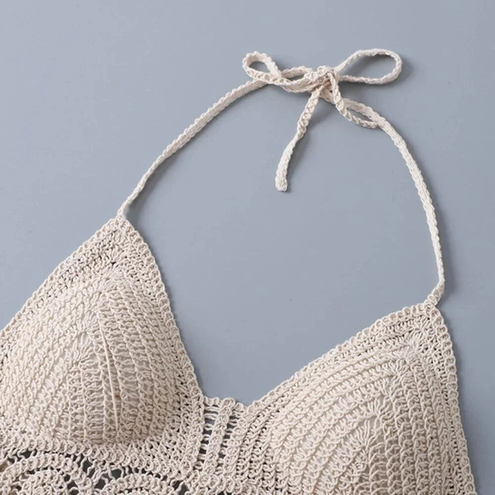 Boho Fringe Halter Crop Top