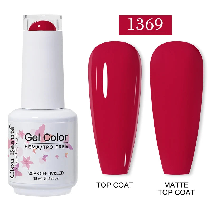 Clou Beaute 15ml HEMA/TPO-Free UV Gel Polish (Classic Red Collection)