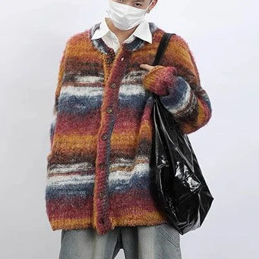 Y2K Striped Knit Cardigan