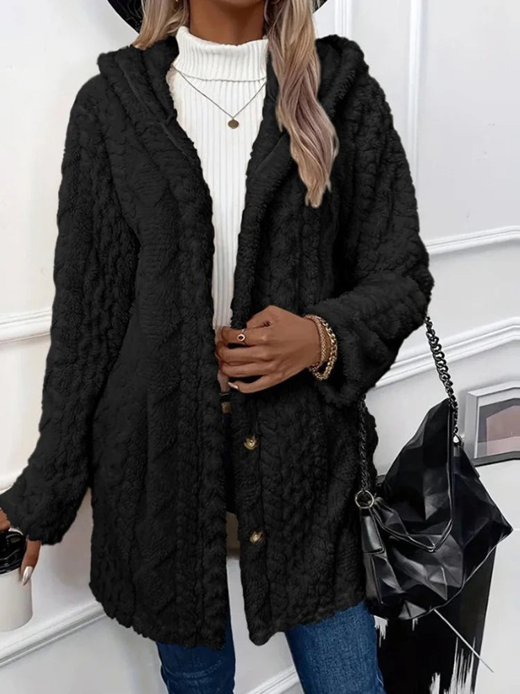 Women’s Thick Plush Hooded Cardigan