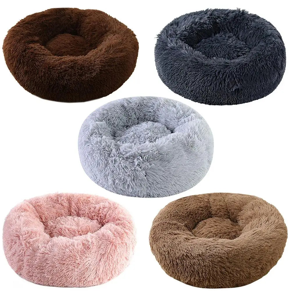 Winter Round Plush Dog Beds Washable Plush Fluffy Pet Cushion Dog Cat Bed Mat Portable Pet Kennel Puppy Pad