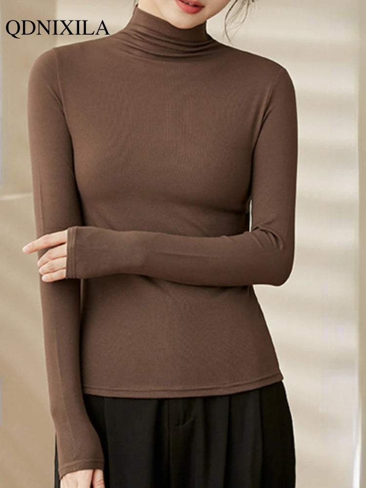 Women Half‑Turtleneck Modal Bottoming Shirt