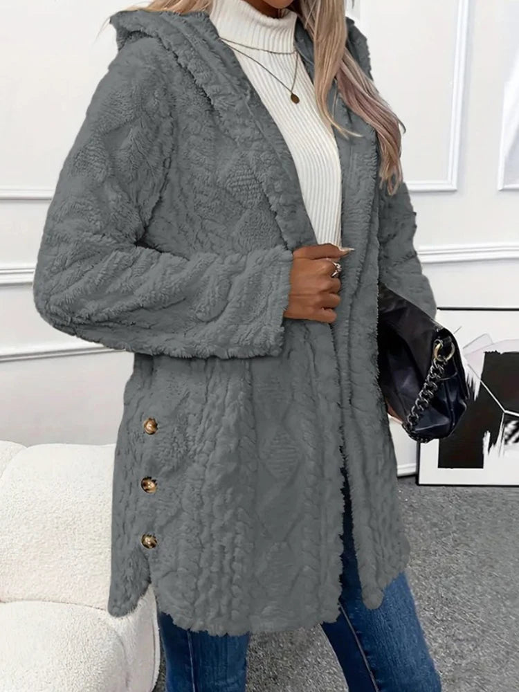 Women’s Thick Plush Hooded Cardigan