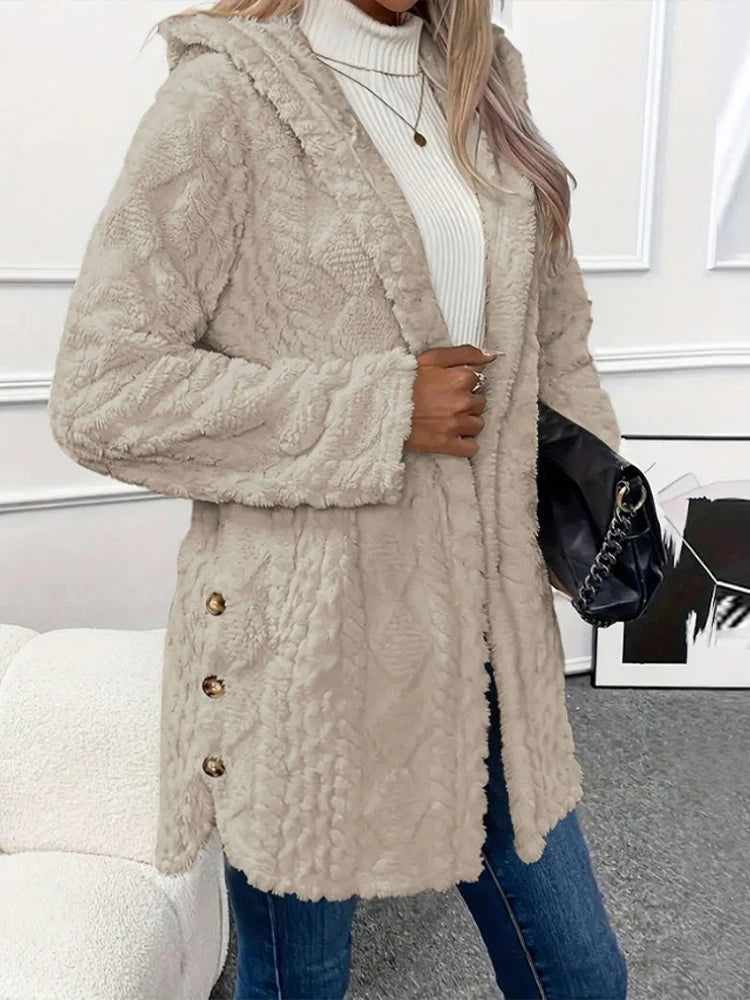 Women’s Thick Plush Hooded Cardigan