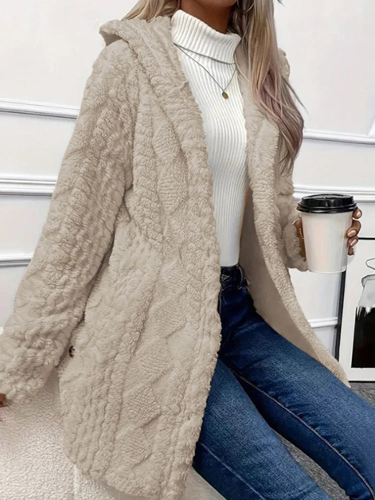 Women’s Thick Plush Hooded Cardigan