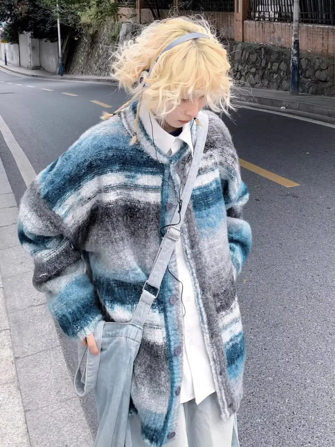 Y2K Striped Knit Cardigan