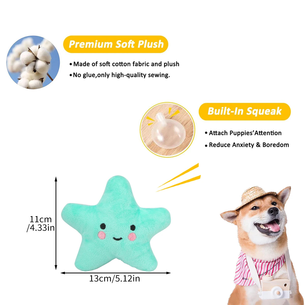 5-pack pet toys plush dog