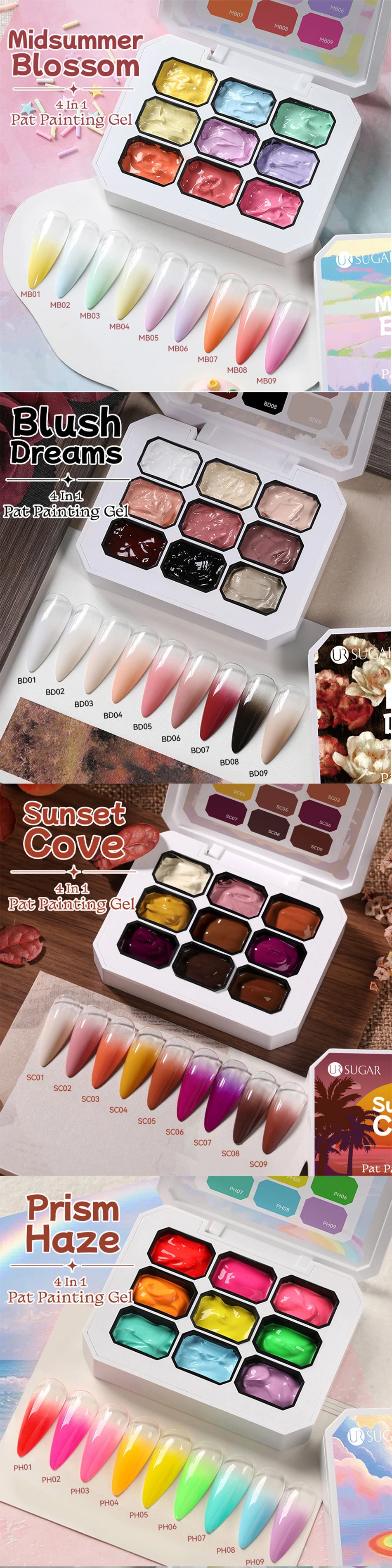 UR SUGAR 9-Color Pat Painting Gel Palette