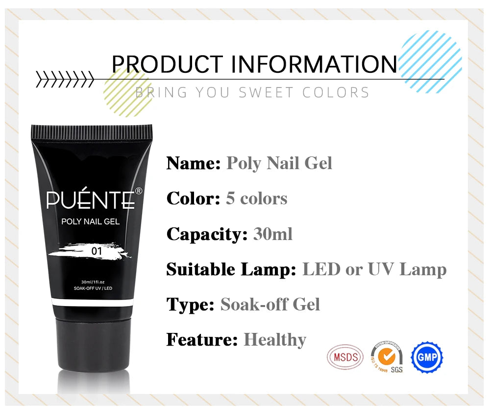 PUENTE Hema-Free 30ML Poly Nail Gel Set (5 Pcs)