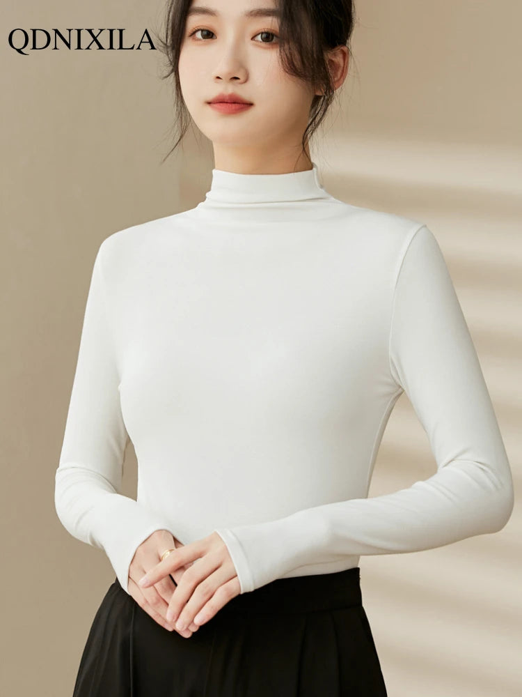 Women Half‑Turtleneck Modal Bottoming Shirt