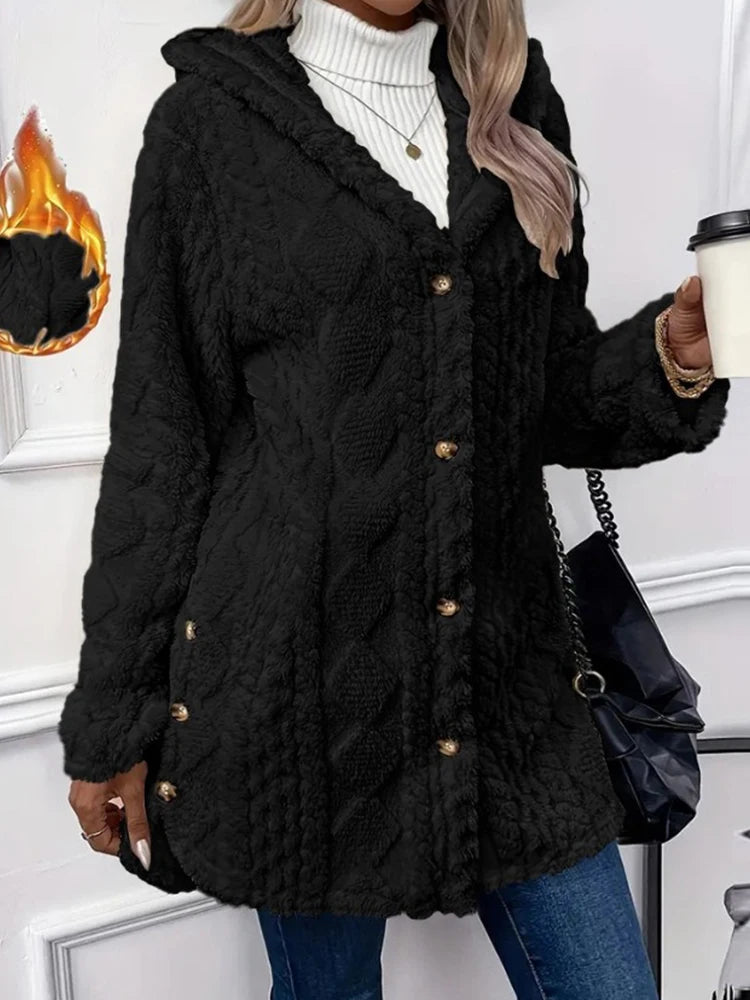 Women’s Thick Plush Hooded Cardigan